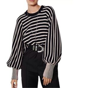 ba&sh Mayol Striped Sweater Dolman Sleeves Wool Blend Women’s Size Large